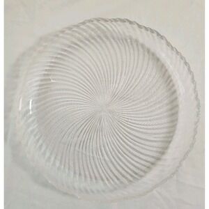 Crystal Clear Studios 11 1/4" Ashford Platter – Swirl Pattern Clear Glass NIB